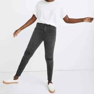 Madewell Curvy High-Rise Skinny Jeans Size 27 PETITE Black Sea Wash